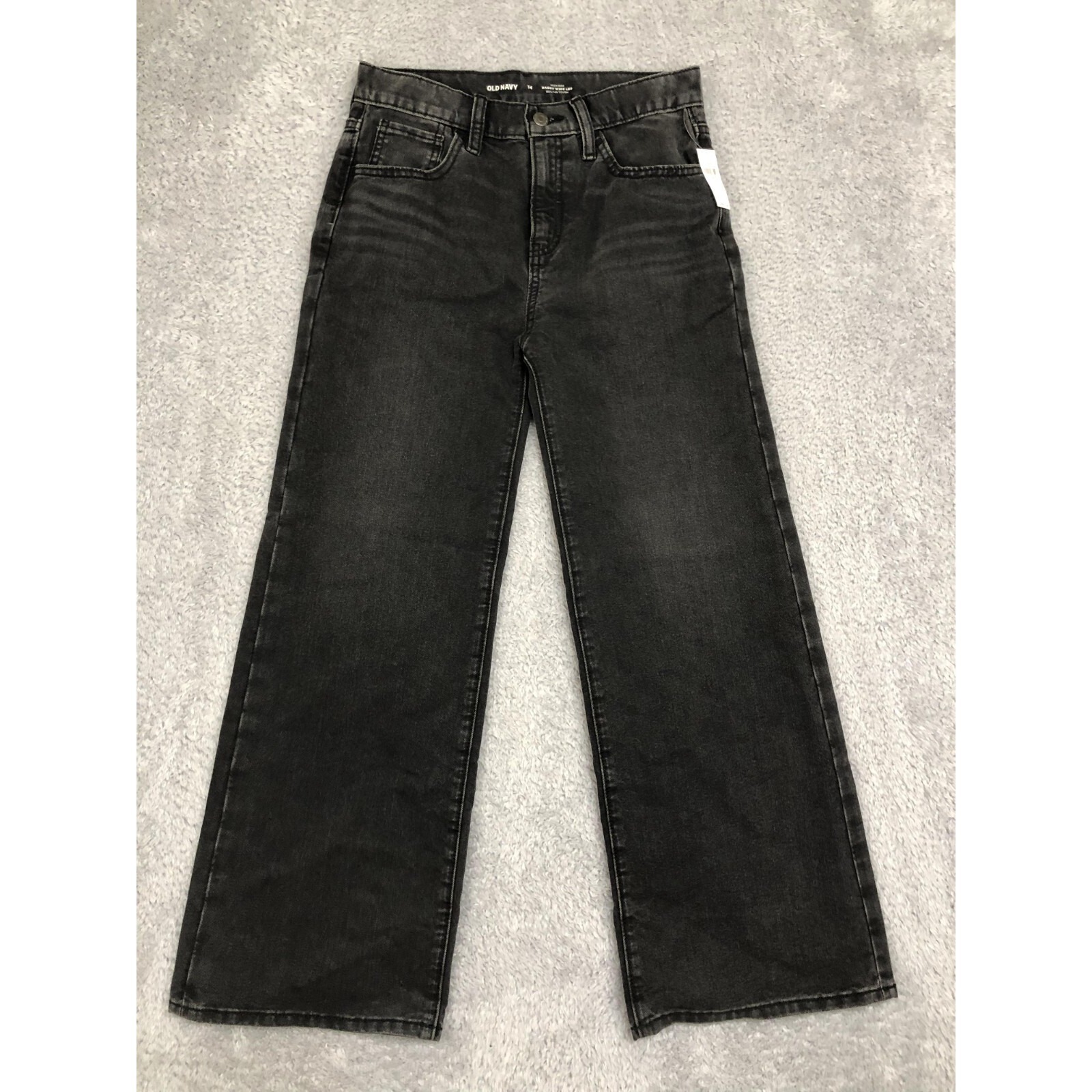 Old Navy Jeans Womens Black Size 14 (28x26) Nwt Baggy Wide Leg High Rise Black